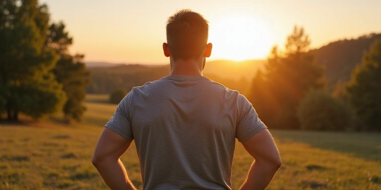Imagine cu un bărbat care face sport în aer liber, simbolizând rezistența fizică.